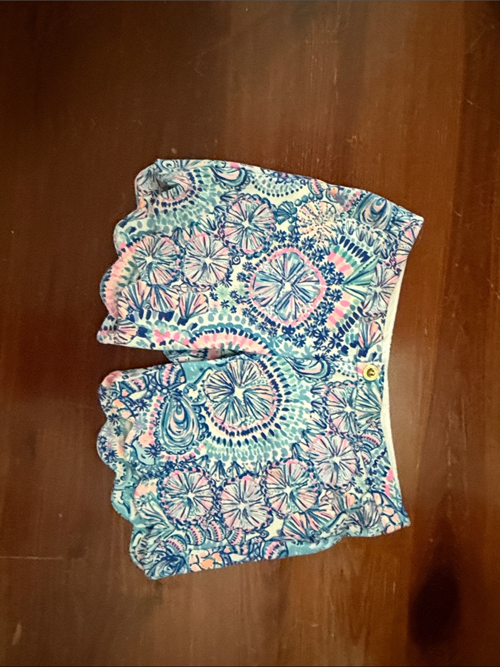 Lilly Pulitzer Blue Grotto Multicolor Scallop Hem Printed Shorts